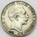 Niemcy 3 Marki Drei Mark 1909 A. Prusy SREBRO