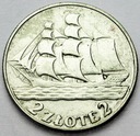 2 zł złote 1936 Żaglowiec Żaglówka Statek SREBRO