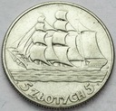 5 zł złotych 1936 Żaglowiec Żaglówka Statek SREBRO