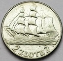 2 zł złote 1936 Żaglowiec Żaglówka Statek SREBRO