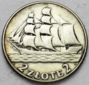 2 zł złote 1936 Żaglowiec Żaglówka Statek SREBRO
