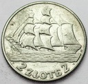 2 zł złote 1936 Żaglowiec Żaglówka Statek SREBRO
