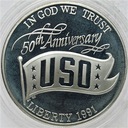 USA 1 Dolar 1991 USO 50 lat SREBRO