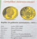 20 Guldenów 1855, SREBRO, plat.AU