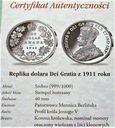 Dolar Dei Gratia 1911 r SREBRO 999