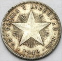 Kuba 20 Centavos 1949 SREBRO