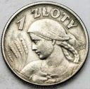 1 zł złoty 1925 Kobieta i kłosy, żniwiarka, kropka
