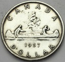 Kanada 1 Dolar Dollar 1957 Kanu Canoe SREBRO