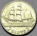 2 zł złote 1936 Żaglowiec Żaglówka Statek SREBRO