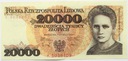 1989 20000 20.000 zł złotych Skłodowska seria Y