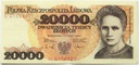 1989 20000 20.000 zł złotych Skłodowska seria D
