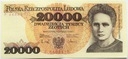1989 20000 20.000 zł złotych Skłodowska seria P