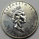 Kanada 5 dolarów 1991 SREBRO