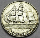 5 zł złotych 1936 Żaglowiec Żaglówka Statek SREBRO