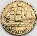 2 zł złote 1936 Żaglowiec Żaglówka Statek SREBRO