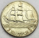 5 zł złotych 1936 Żaglowiec Żaglówka Statek SREBRO