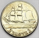 2 zł złote 1936 Żaglowiec Żaglówka Statek SREBRO