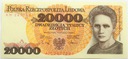 1989 20000 20.000 zł złotych Skłodowska seria AM