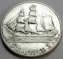 5 zł złotych 1936 Żaglowiec Żaglówka SREBRO ŁADNA