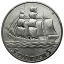 5 zł złotych 1936 Żaglowiec Żaglówka Statek