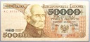 1989 50000 zł złotych Staszic seria AC
