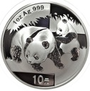 Chiny 2008 1 oz uncja srebra 10 juanów Panda Pandy