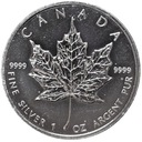 Kanada 2008 1 oz UNCJA SREBRO Liść Klonowy Klonu