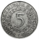Niemcy 5 Marek, Mark 1951 SREBRO