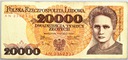 1989 20000 20.000 zł złotych Skłodowska seria AN
