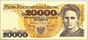 1989 20000 20.000 zł złotych Skłodowska seria AR