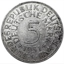 Niemcy 5 Marek, Mark 1951 SREBRO