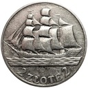 2 złote 1936 Żaglowiec Żaglówka Statek SREBRO