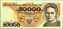 1989 20000 20.000 zł złotych Skłodowska seria AN