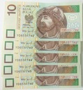 1994 5 x 10 zł złotych seria YD NUMERY PO KOLEI