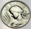 2 zł złote 1925 Kobieta i kłosy żniwiarka KROPKA