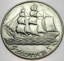 5 zł złotych 1936 Żaglowiec Żaglówka Statek