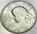 2 zł złote 1925 Kobieta i kłosy żniwiarka KROPKA
