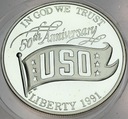 USA 1 Dolar 1991 USO 50 lat SREBRO