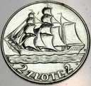 2 zł złote 1936 Żaglowiec Żaglówka Statek SREBRO