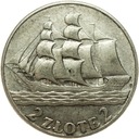 2 zł złote 1936 Żaglowiec Żaglówka Statek SREBRO