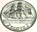 2 zł złote 1936 Żaglowiec Żaglówka Statek SREBRO