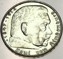Niemcy 5 Marek 1938 Hindenburg SREBRO