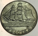 2 zł złote 1936 Żaglowiec Żaglówka Statek SREBRO