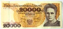 1989 20000 20.000 zł złotych Skłodowska seria AN
