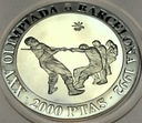 Hiszpania 2000 peset 1992 Barcelona przeciąganie SREBRO