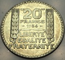 Francja 20 franków francs 1934 SREBRO