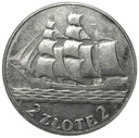 2 zł złote 1936 Żaglowiec Żaglówka Statek SREBRO