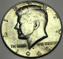 USA 1968 1/2 Dolara Half Dollar Liberty John F Kennedy SREBRO