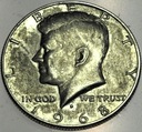USA 1968 1/2 Dolara Half Dollar Liberty John F Kennedy SREBRO