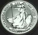Anglia 2 funty 2020 Britania 1 uncja 1 oz SREBRO